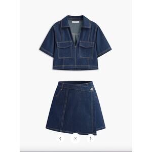 Commense Denim Pocket Detail Shorts Set Sz S